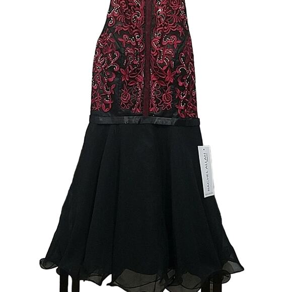 Rachel Allan NWT Short Mini Princess dress Laceblack / Wine Red SZ 12